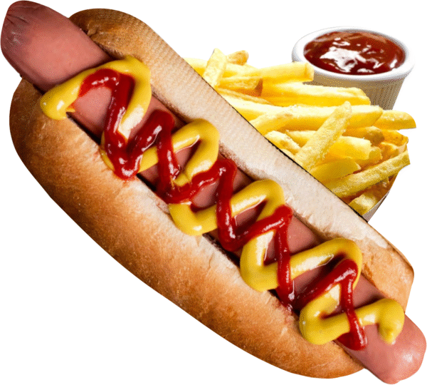 Hot dog with fries