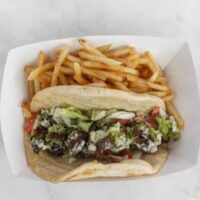 Falafel sandwich with fries